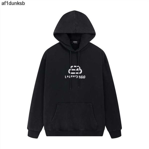 

3-09 balencaigaly balencigaly casual sleeves men's hoodies sweatshirts winter wrinkle resistant embroidered viutonity letters fashion, Black