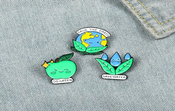 

natural green enviromental protection enamel pins green creative earth water apple gift for friends lapel pin clothes bag4857579, Gray