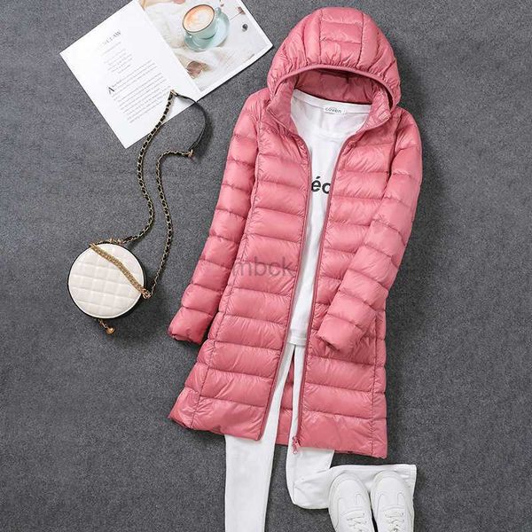 

women's down parkas women long down jacket ultra light white duck down hat detachable puffer jacket slim coat female pus size winter cl, Black