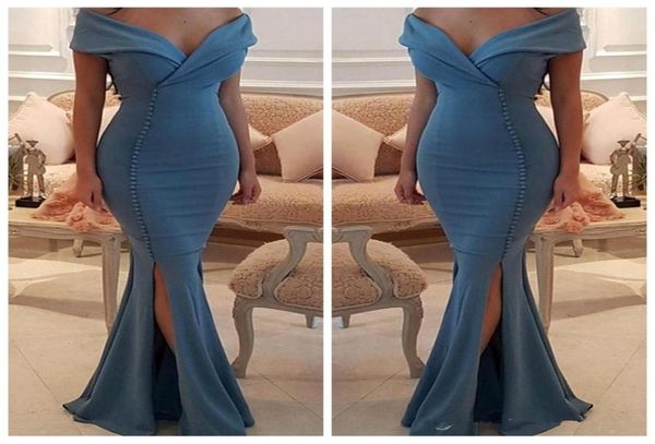 

off the shoulder arabic mermaid evening dresses 2018 side split formal long celebrity party prom gowns6946667, Black;red