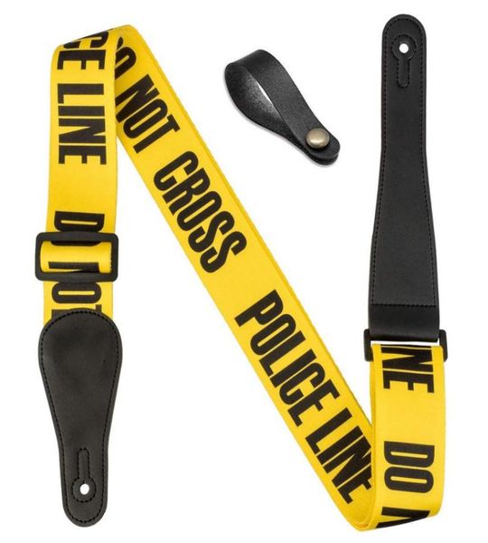 

guitar strap yellow quotpolice linequot 1 leather guitar head stock strap tie4199839