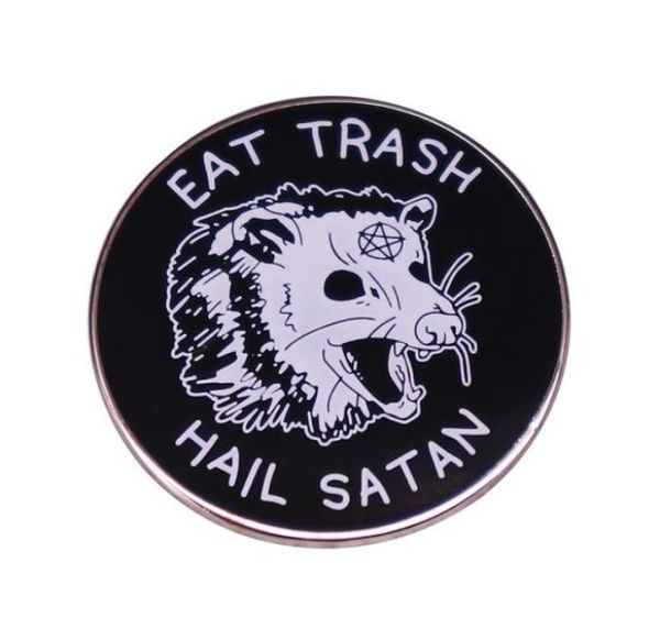 

eat trash hail satan occult possum enamel laple pin012344853974, Blue