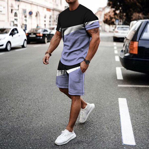 

mens tracksuits summer fashion luxury brand mens sportswear cotton tshirtshorts two jogging fitness casual suit style neckline 230718, Gray