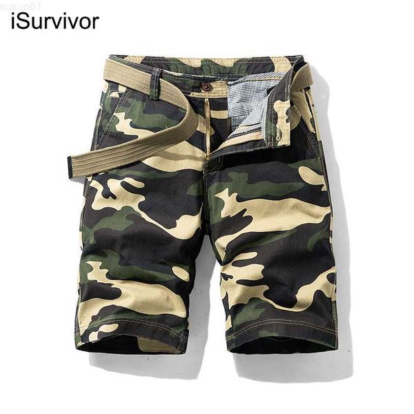 

men's shorts isurvivor 2022 summer new men's cotton tooling shorts trend casual soft loose sports beach five-point pants l230719, White;black