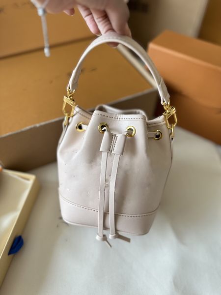 

fashion designer bucket bag drawstring bag handbags hand embroidered printed logo crossbody bag genuine leather fashion flower handbags 13*1
