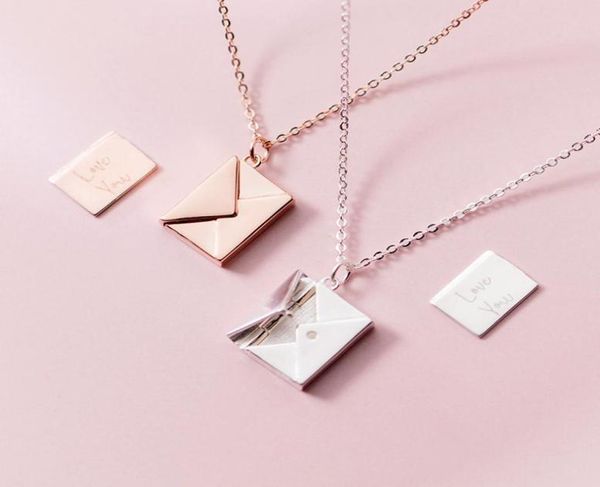 

fashion 18k gold plated stainless steel pendant little message envelope chain necklace for girl2253761, Silver