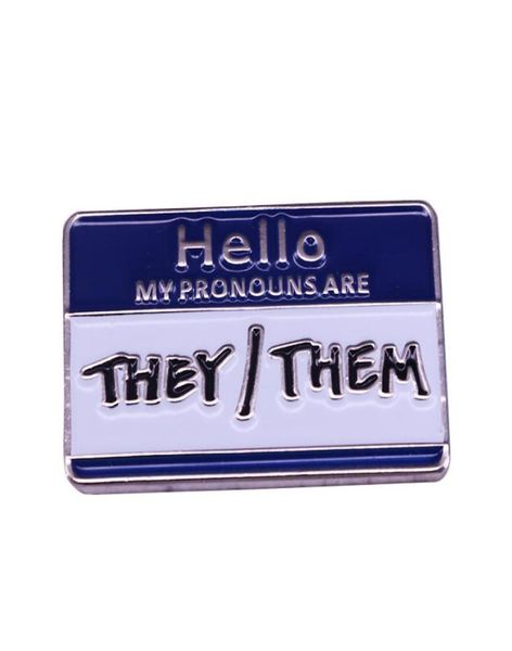 

hello my pronouns are theythem brooch pins enamel metal badges lapel pin brooches jackets jeans fashion jewelry accessories2364448, Blue