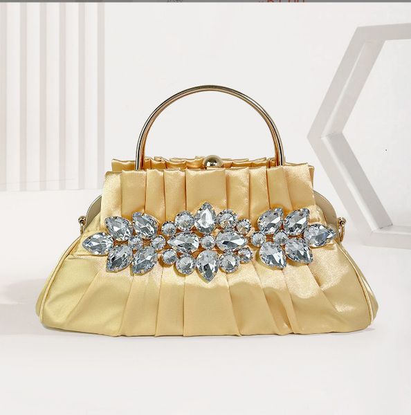 

evening bags xiyuan women gold/purple/blue handbag silk rhinestones evening purses lady stones female fushia handbags chain tote bags 230719
