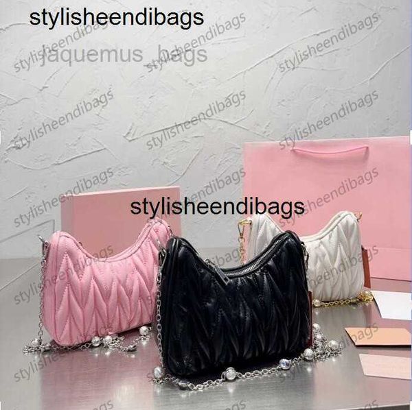 

shoulder bags women's miu underarm hobo clutch bags luxurys classic matelasse pearl chain shoulder strap genuine leather crossbody tote