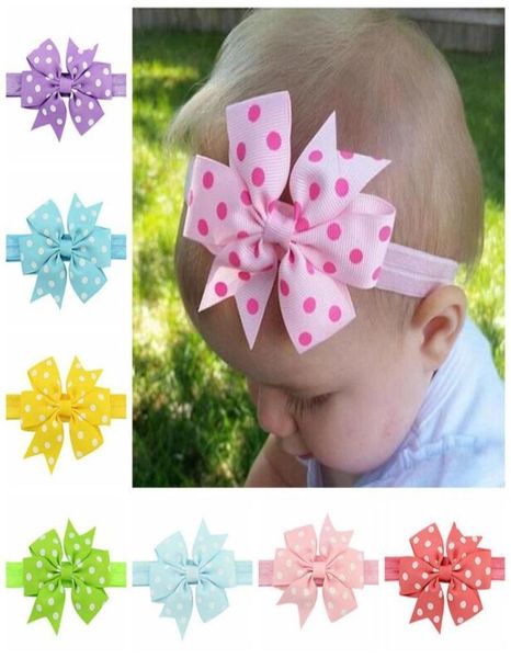 

40pcslot 315inch cute bowknot hair bands for kids girls handmade dot printed bow with elastic band hair accessories 6161137095, Silver