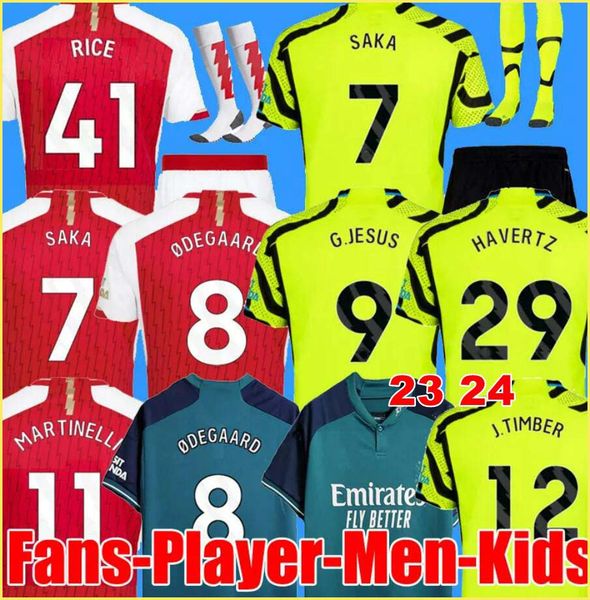 

23 24 g.jesus soccer jerseys smith rowe pepe saka fans player thomas martinelli tierney 2023 2024 football shirt men kids odegaard sambi fab, Black;yellow