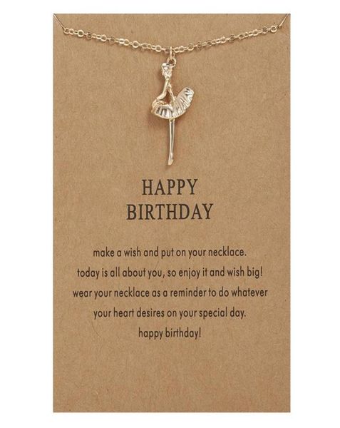 

happy birthday ballerina pendant necklace dance girl clavicle chain necklace for women girl jewelry accessories gifts2670288, Silver