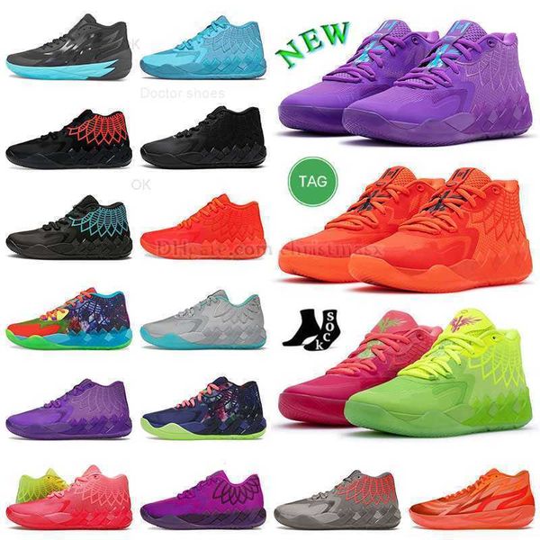 

lamelo ball mb.01 02 basketball shoes mens womens designer sneakers queen city ricks and mortys melo mb1 purple yellow lonzo green red blast, Black
