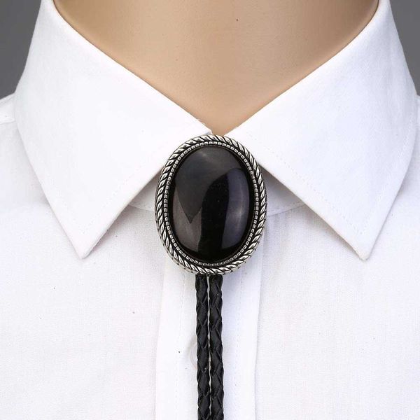 

bolo ties naturel stone agate onxy bolo tie for man indian cowboy western cowgirl leather rope zinc alloy necktie hkd230719, Red