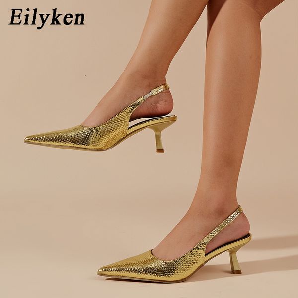 

sandals eilyken gold silver stiletto heels women's pumps fashionable gladiator sandals suspenders party toe ball shoes 230718, Black