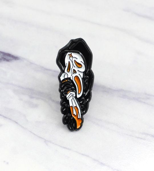

dark horror skeleton ghost holding a knife bloody brooch devil gothic cowboy leather coat of arms halloween gift7454648, Gray