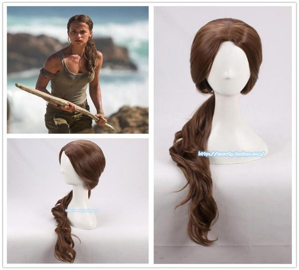 

costume accessorieslara croft wig shadow of the tomb raider lara croft wig 70cm curly brown synthetic hair alicia vikander role pl7999237, Silver