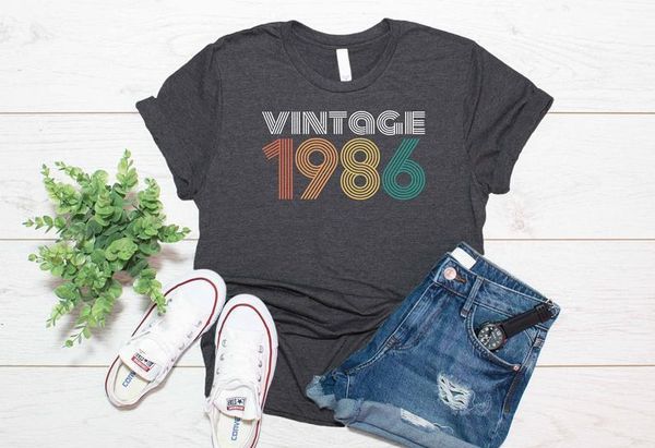 

women s t shirt vintage 1986 36th birthday gift party funny letter cotton women short sleeve tees plus size o neck clothing 230719, White