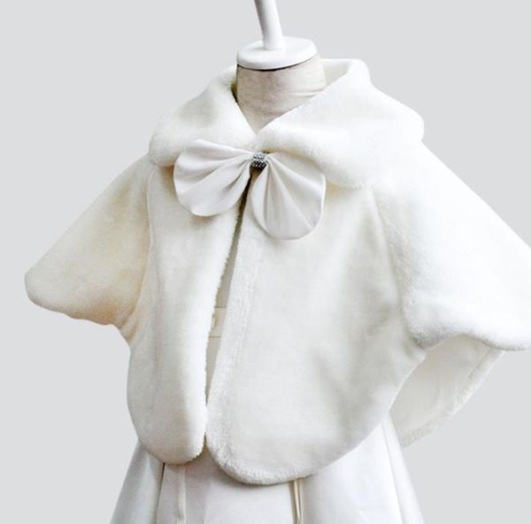

kids faux fur wrap girls winter cape lovely young girls shawl wedding party jackets wrap1361511, White