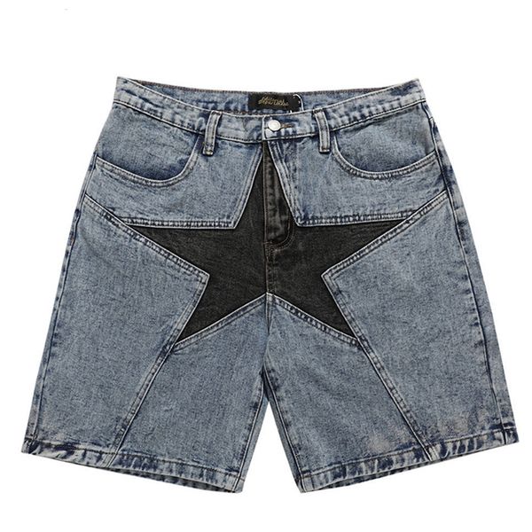

men's shorts streetwear harajuku denim 2023 men patchwork oversized hip hop blue jeans summer casual loose 230718, White;black