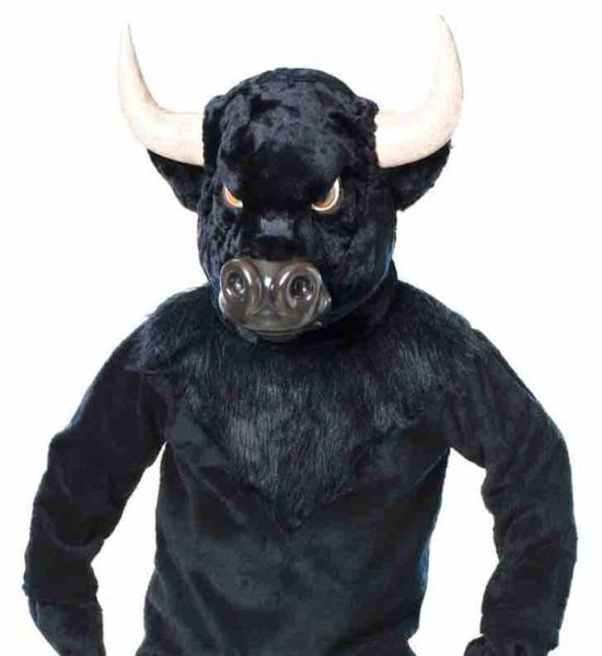 

custom black bull mascot costume 01234567891011125567038, Red;yellow