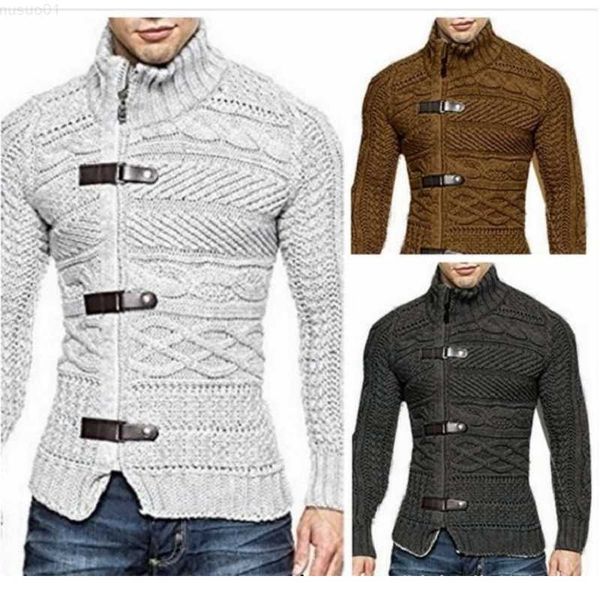 

men's sweaters high neck slim fit cardigan sweater l230719, White;black