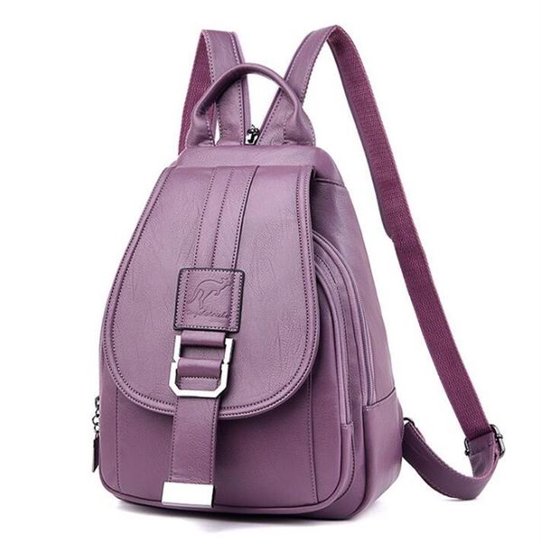 

2019 women leather backpacks vintage female shoulder bag sac a dos travel ladies bagpack school bags for girls335r