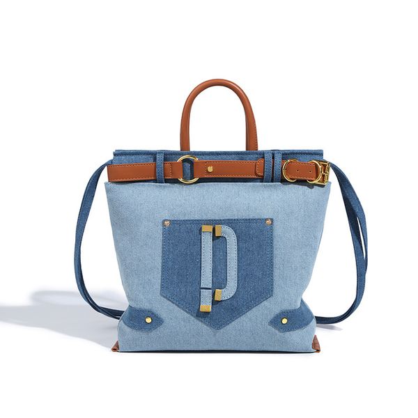 

denim crossbody bags for women casual pocket books school bag for students shoulder bags large jeans bag