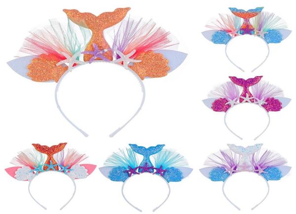 

10pcs rainbow mermaid hairband sticks 7 colors princess mesh flower animal hairbands hair accessories5274703, Slivery;white