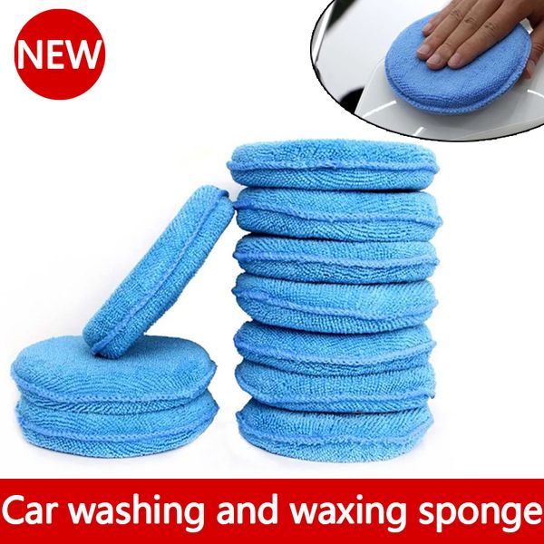 

new 5 inch car waxing polish sponges soft microfiber wax foam sponge pads washing scratch remove auto care kit