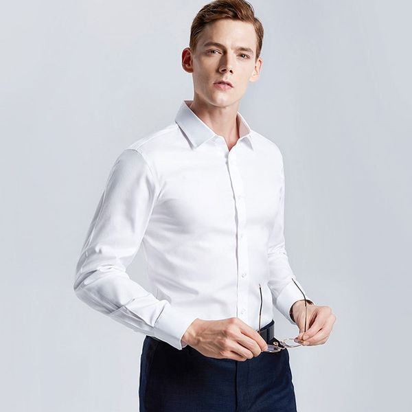 

men's casual shirts white shirt longsleeved noniron business professional work collared clothing suit button plus size s5xl 230718, White;black