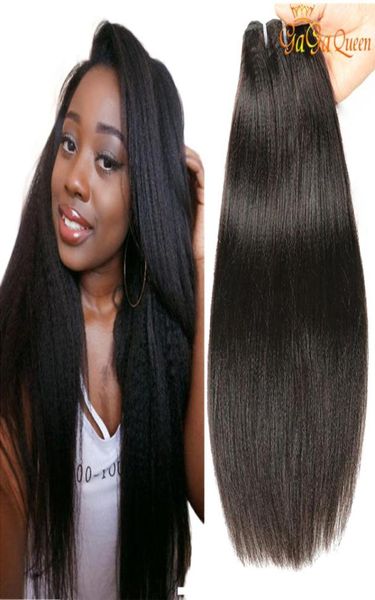 

brazilian kinky straight hair bundles 9a unprocessed virgin brazilian yaki straight human hair weave bundles coarse yaki hair6167639, Black