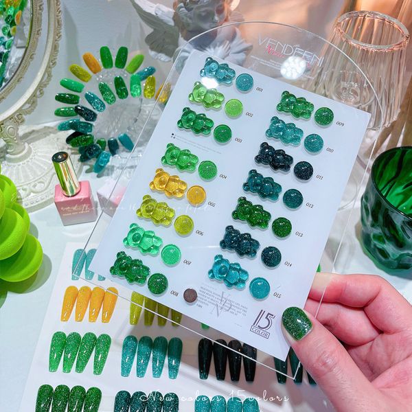 

nail polish green series neon reflection flash gel color laser gel nail polish semi permanent nail art flash gel 15 colors 230718