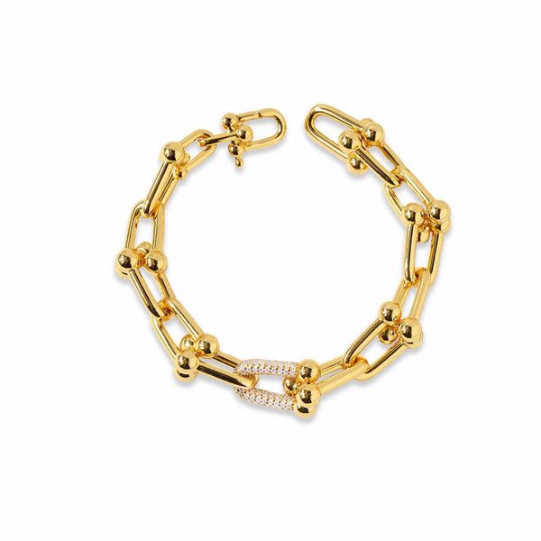

luoyang jewelry korean edition east gate design tiffay micro inlaid u hook women's horseshoe thick bracelet ins small handicraft zu7s, Black