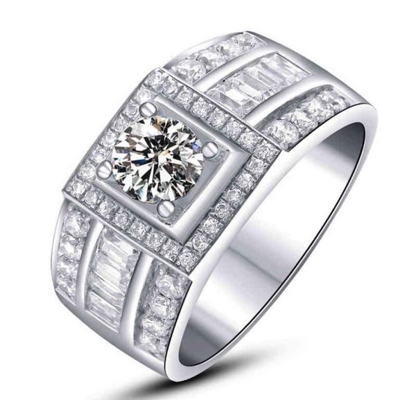 

real solid 925 sterling silver wedding rings for men luxury round cut diamond ring jewelry7506310, Slivery;golden