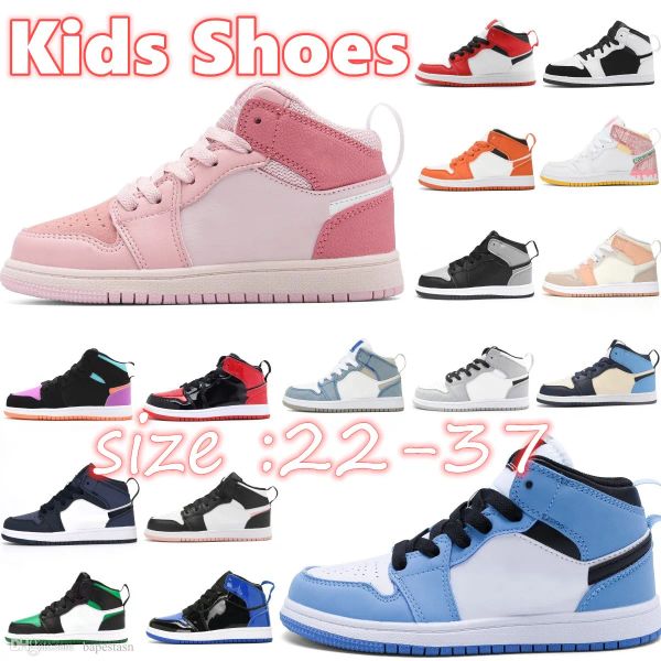 

jumpman 1s 1 kids shoes toddlers boys youth sneakers high basketball trainers kid university blue chicago patent bred black white children b