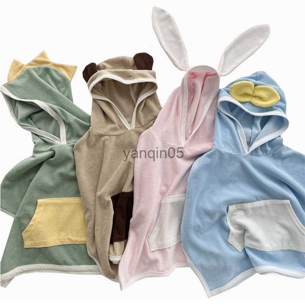 

pullover cartoon baby bath towel microfiber cotton hooded beach towel newborn cape towels soft poncho kids bathing stuff infant washcloth hk, Blue