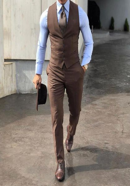 

classy 2020 designers wedding tuxedos brown mens wedding suits two pieces groom wear formal business party dancing suit ves5821669, Black;gray