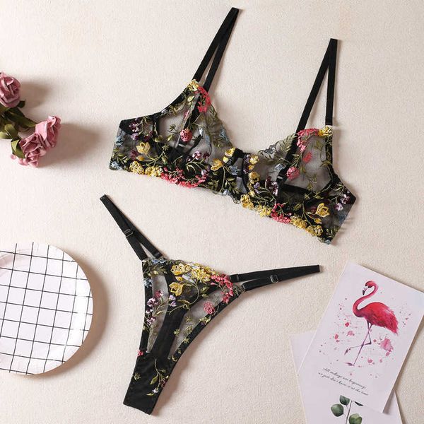 

lingerie fancy lace set woman 2 pieces transparent women' underwear embroidery erotic beautiful sheer bra and panty 230717, Red;black