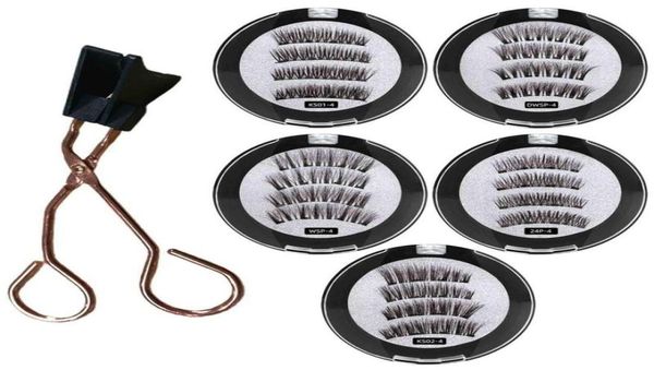 

false eyelashes 2 pair 4 magnetic natural with 3d6d magnets lashes mink eyelashe magnet lash eyelash curler3382915
