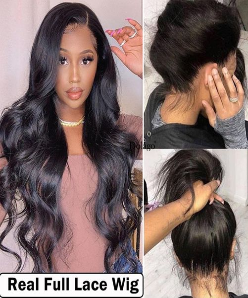 

body wave glueless full lace human hair wigs 250 density transparent 30 inch lace wig with baby hair fake scalp5052493, Black;brown