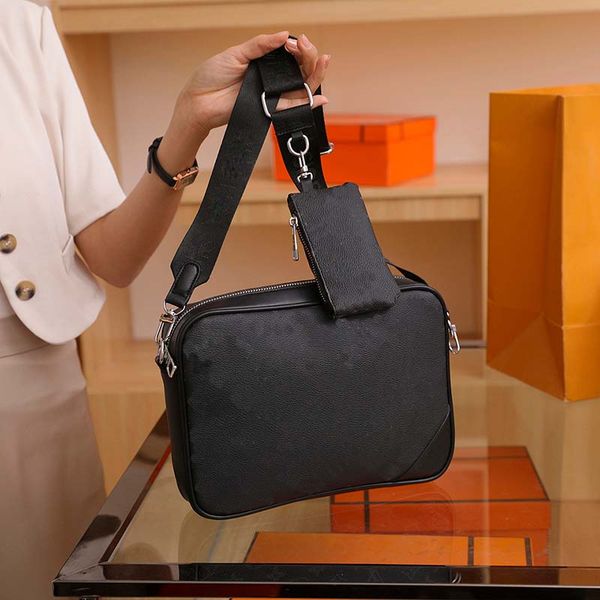 

new men's one-shoulder messenger bag two-in-one black printed clutch lady bag handbag