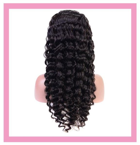 

indian raw human virgin hair lace front 13x4 wig deep wave lace front wig 1032inch deep curly whole1933553, Black;brown