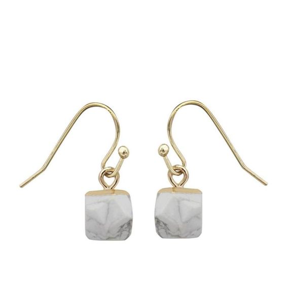 

natural crystal stone square beads dangle earrings energy healing gemstone turquoise rose quartz amethyst quartz earring women jew1856054, Silver
