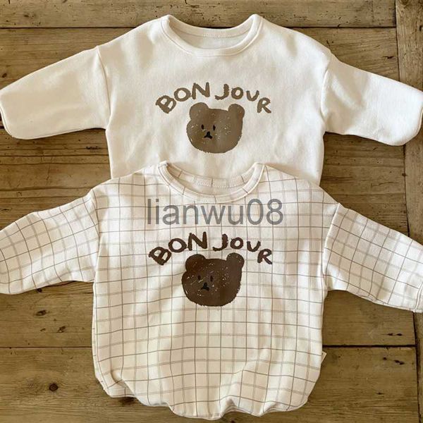 

t-shirts baby girls boys clothing sets autumn cartoon bear children kids plush toddler infant clothes outfit boys long sleeve x0719, Blue