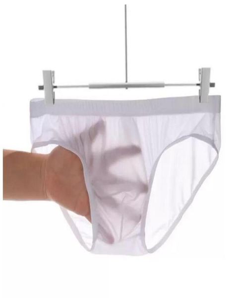 

ice silk men briefs ultrathin breathable transparent seamless underpants low waist men panties elastic underwear11587548626411, Black;white