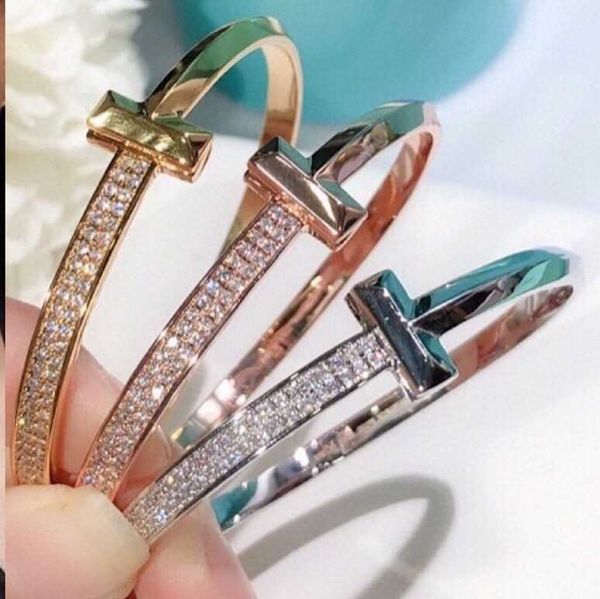 

high-quality ayffay t1 bracelet 925 pure silver plated 18k gold set with diamonds wide version half full of rough bracelet and jewelry, Black