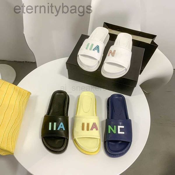 

channel slides multicolor designer chanl ivory letter slippers women summer sandals pool calfskin leather flat platform mule ladies flip flo, Black
