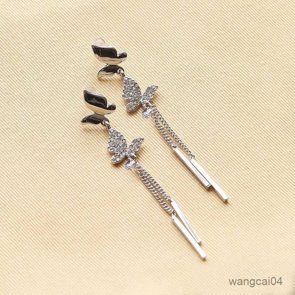 

charm long sterling butterfly shape clip on earrings for party wedding charm without pierced earrings gift r230719, Golden