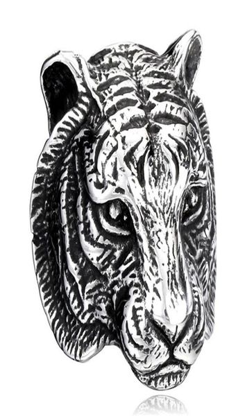 

men039039s fashion stainless steel steampunk gothic vintage tiger head ring retro cool biker punk rock rings black silver8681410, Silver